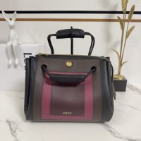 Loewe Medium Madrid Bag In Marquetry Squares Motif Supple Calfskin Black/Burgundy
