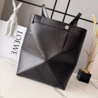 Loewe Medium Panta Puzzle Fold Tote In Shinny Calfskin Vintage Brown