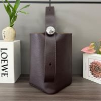 Loewe Medium Pebble Bucket Bag In Deerskin Burgundy