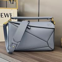 Loewe Medium Puzzle Bag In Classic Calfskin Blue