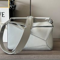 Loewe Medium Puzzle Bag In Classic Calfskin Grey