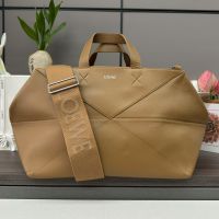 Loewe Medium Puzzle Fold Duffle In Shiny Calfskin Brown