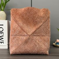Loewe Medium Puzzle Fold Tote In Suede Brown