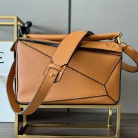 Loewe Medium Puzzle Bag In Soft Grained Calfskin Brown