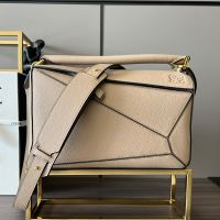 Loewe Medium Puzzle Bag In Soft Grained Calfskin Sand