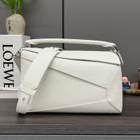 Loewe Medium Puzzle Edge Bag In Soft Grained Calfskin White