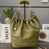 Loewe Medium Squeeze Bag In Mellow Nappa Lambskin Olive