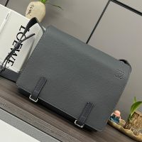 Loewe Military Messenger Bag In Soft Grained Calfskin Coal Grey