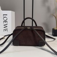 Loewe Mini Amazona 180 Bag In Suede Dark Chestnut