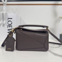 Loewe Mini Featherlight Puzzle Bag In Nappa Lambskin Dark Brown