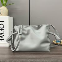 Loewe Mini Flamenco Anagram Clutch In Nappa Calfskin Pearl Grey