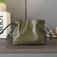 Loewe Mini Flamenco Anagram Clutch In Nappa Calfskin Dark Khaki Green