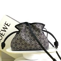 Loewe Mini Flamenco Clutch In Anagram Jacquard and Calfskin Beige/Black