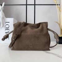 Loewe Mini Flamenco Clutch In Grained Nubuck Tundra