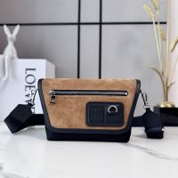 Loewe Mini Flex Messenger In Canvas and Suede Black/Dark Gold