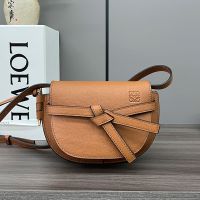 Loewe Mini Gate Dual Bag In Pebble Grain Calfskin Brown