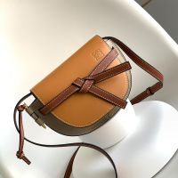 Loewe Mini Gate Dual Bag In Soft Calfskin Brown/Grey
