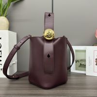 Loewe Mini Pebble Bucket Bag In Smooth Calfskin Burgundy