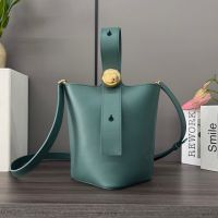 Loewe Mini Pebble Bucket Bag In Smooth Calfskin Green