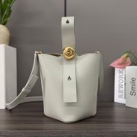 Loewe Mini Pebble Bucket Bag In Smooth Calfskin Grey