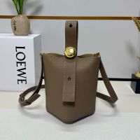 Loewe Mini Pebble Bucket Bag In Soft Grained Calfskin Khaki