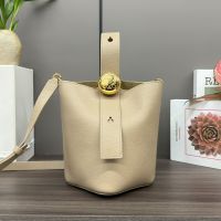 Loewe Mini Pebble Bucket Bag In Soft Grained Calfskin Sand