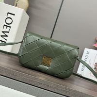 Loewe Mini Puffer Goya In Pleated Shiny Nappa Lambskin Green