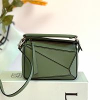 Loewe Mini Puzzle Bag In Classic Calfskin Green