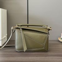 Loewe Mini Puzzle Bag In Classic Calfskin Olive