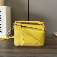 Loewe Mini Puzzle Bag In Classic Calfskin Yellow