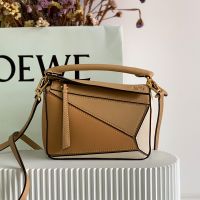 Loewe Mini Puzzle Bag In Multicolor Calfskin Khaki/Brown/Beige