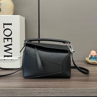 Loewe Mini Puzzle Edge Bag In Satin Calfskin Black