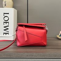 Loewe Mini Puzzle Edge Bag In Satin Calfskin Red
