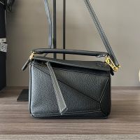 Loewe Mini Puzzle Bag In Soft Grained Calfskin Black