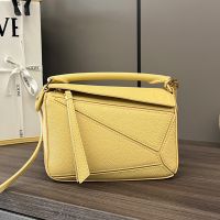Loewe Mini Puzzle Bag In Soft Grained Calfskin Yellow