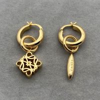 Loewe Mismatched Anagram Hoop Earrings Metal Gold