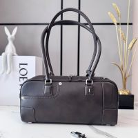 Loewe Panta Amazona 31 Cropped Bag In Shiny Calfskin Vintage Brown