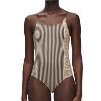 Loewe Paula's Ibiza Striped Anagram Swimsuit Women Lycra Black