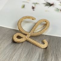 Loewe Pearl Embellished L Brooch In Metal Gold