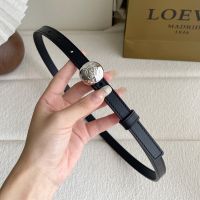 Loewe Pebble Round Buckle Belt 1.5 In Smooth Calfskin Black/Silver