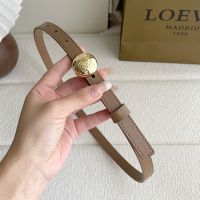 Loewe Pebble Round Buckle Belt 1.5 In Smooth Calfskin Brown/Gold
