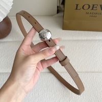 Loewe Pebble Round Buckle Belt 1.5 In Smooth Calfskin Brown/Silver