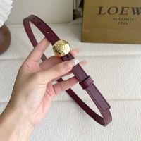 Loewe Pebble Round Buckle Belt 1.5 In Smooth Calfskin Burgundy/Gold