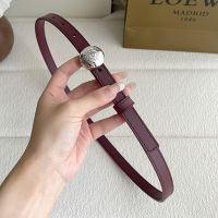Loewe Pebble Round Buckle Belt 1.5 In Smooth Calfskin Burgundy/Silver