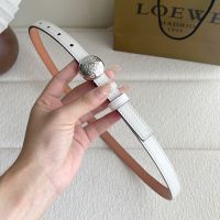 Loewe Pebble Round Buckle Belt 1.5 In Smooth Calfskin White/Silver