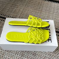 Loewe Petal Anagram Slides Women Patent Leather Lemon
