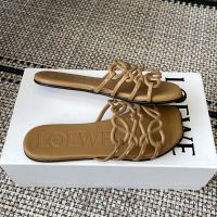 Loewe Petal Anagram Slides Women Soft Calfskin Brown