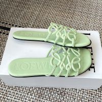 Loewe Petal Anagram Slides Women Soft Calfskin Mint Green