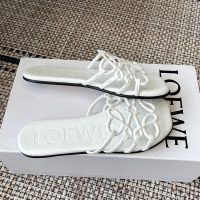 Loewe Petal Anagram Slides Women Soft Calfskin White