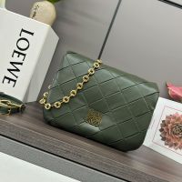 Loewe Puffer Goya In Pleated Shiny Nappa Lambskin Green